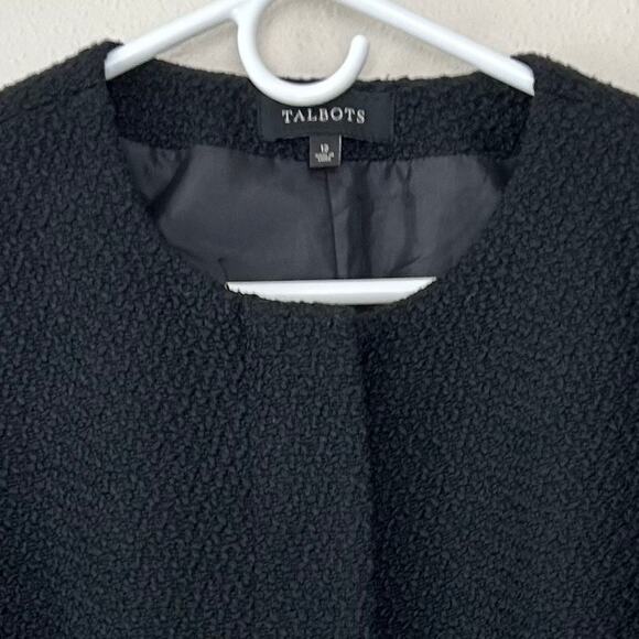 Talbots tweed jacket full zip faux leather pockets classic moto modern lined 12 - Picture 6 of 11